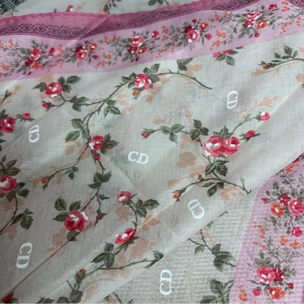 Dior Pink and Cream Floral Scarf - Picture 11 of 11
